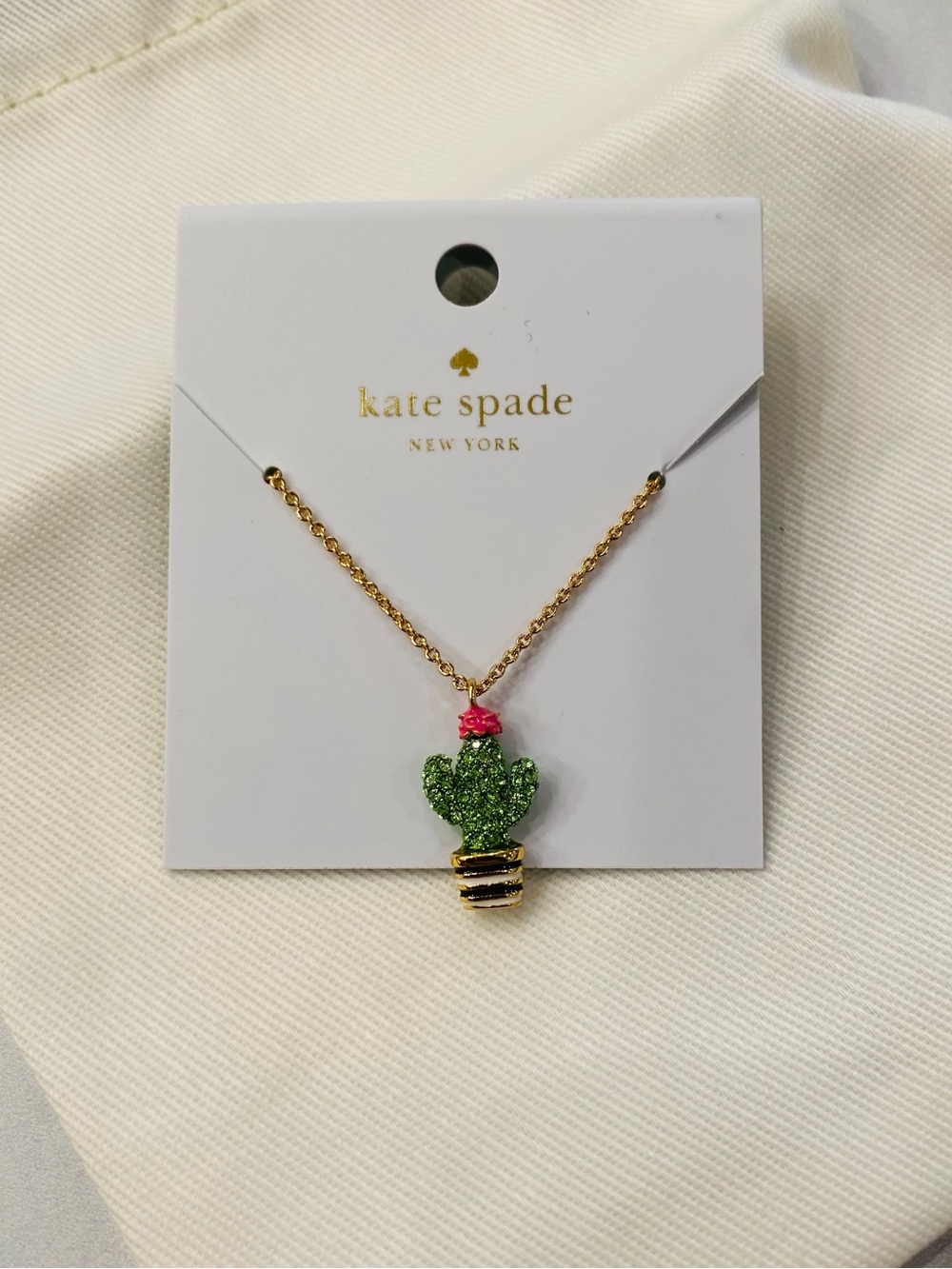 KATE SPADE Sparkling Saugaro Cactus Scenic Route Gold Necklace